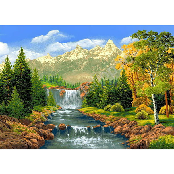 Diamond Painting Waterfalls Landscape Lovely Moon And Animals Design Decorations 